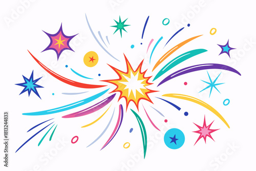 funky crayon doodle geometric shapes pattern icons