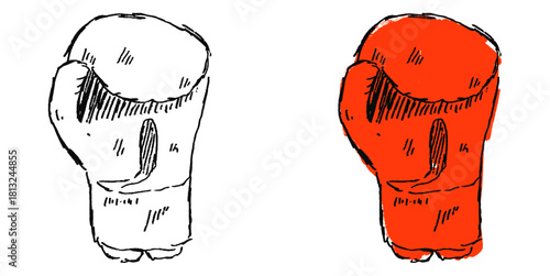 Grunge Sketch Handdrawn Boxing Glove Vector Ideal for boxing, fitness, sport, and combat projects requiring a raw, distressed sketch aesthetic.