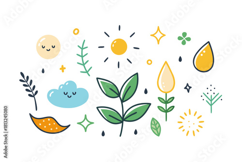 funky crayon doodle geometric shapes pattern icons