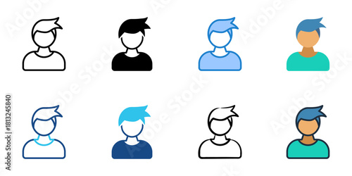 Male icon set multiple style collection 
