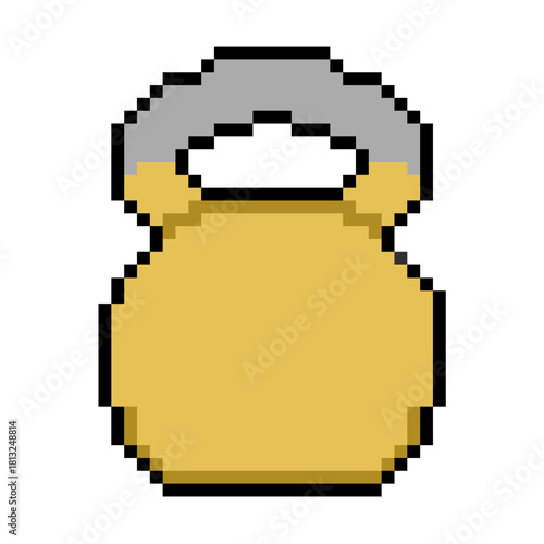 Pixel Kettle Bell Icon Vector Ideal for gaming, fitness, gym, weightlifting, or digital art themes requiring a simple retro 8-bit aesthetic.