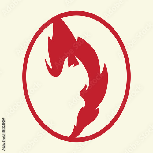 Blazing Beast Emerging From Fiery Energy