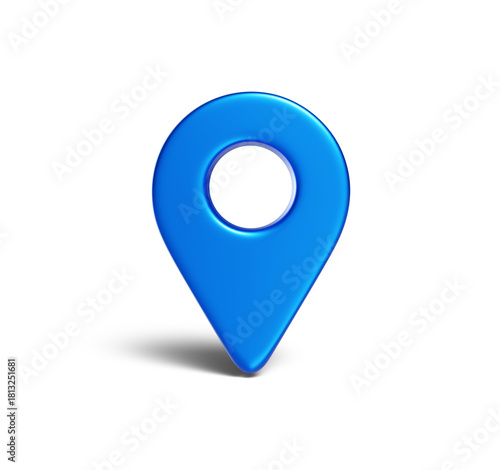 Free Download Blue 3D location marker isolated. Modern navigation icon for maps, GPS, and digital addressing tools. - GFXLoad