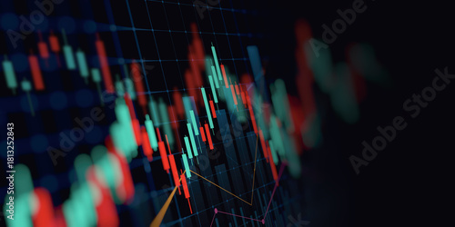 Financial graph with uptrend line technology bar chart of stock market background