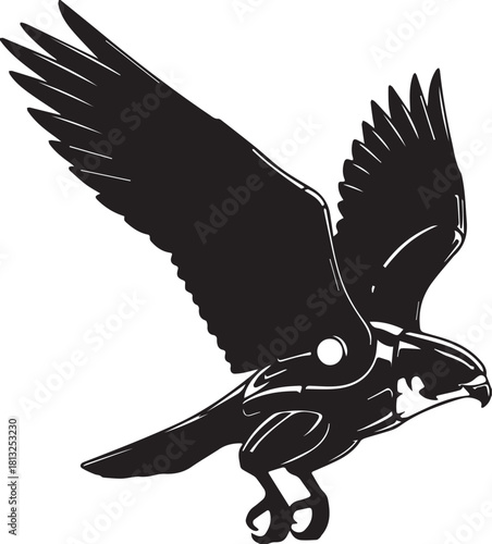 Vector falcon bird in flight wildlife animal silhouette illustration