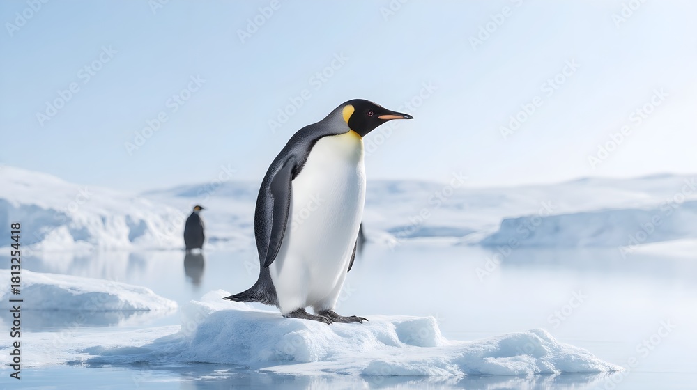 Fototapeta premium Majestic Penguin On Smooth Ice Platform