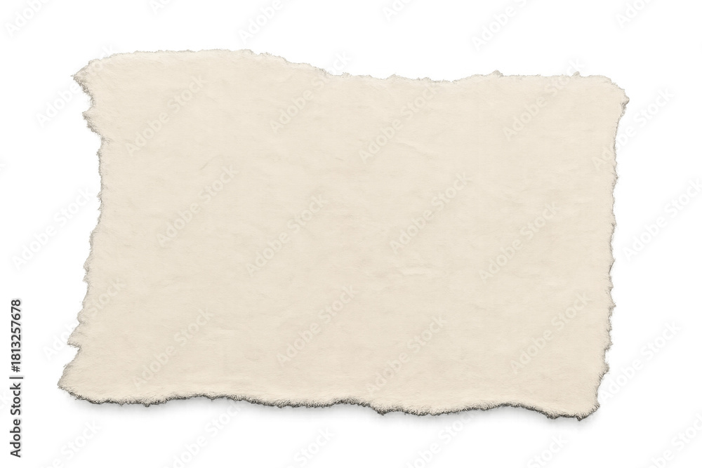 Obraz premium Torn paper piece with textured surface and ripping edges on transparent background, presenting a blank space