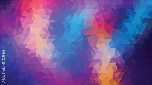 Abstract Colorful Purple Blue and Orange Low-Poly Geometric Background