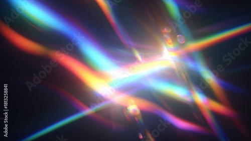  vibrant color flares, Prism light leaks overlay cinematic rainbow spectrum, diffraction