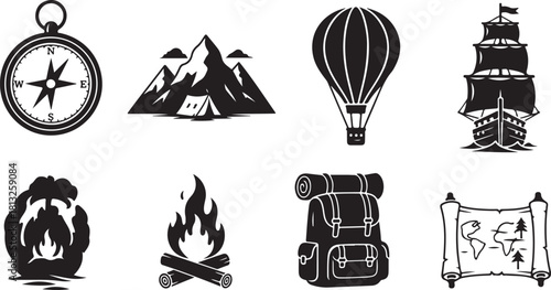 Adventure Travel Icon Set – Camping, Hiking, Exploration Symbols
Outdoor Exploration Line Icons – Mountains, Ships, Maps & More
Travel and Adventure Outline Icons Pack for Outdoor Activities