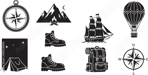 Adventure Travel Icon Set – Camping, Hiking, Exploration Symbols
Outdoor Exploration Line Icons – Mountains, Ships, Maps & More
Travel and Adventure Outline Icons Pack for Outdoor Activities