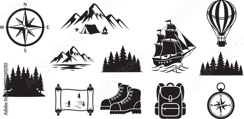 Adventure Travel Icon Set – Camping, Hiking, Exploration Symbols
Outdoor Exploration Line Icons – Mountains, Ships, Maps & More
Travel and Adventure Outline Icons Pack for Outdoor Activities