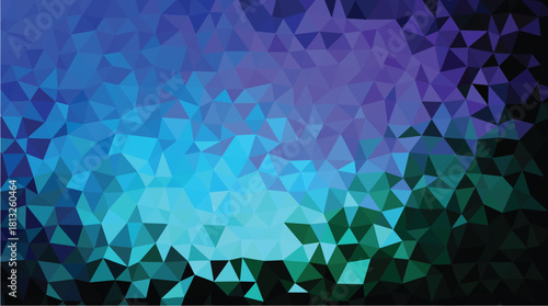 Abstract Blue Purple and Cyan Gradient Low-Poly Geometric Background