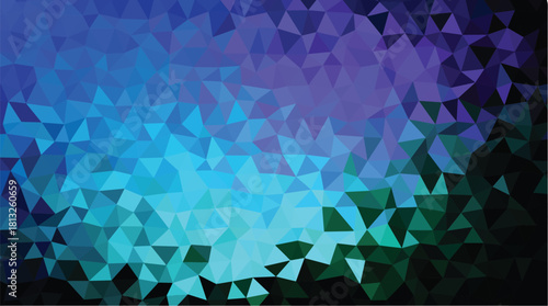 Abstract Blue Purple and Cyan Gradient Low-Poly Geometric Background