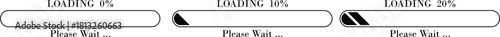 Loading Bar Please Wait Progress Icon set. loading bar progress Download progress status. Vector illustration.Collection loading status bar in different design. Web design elements for app.