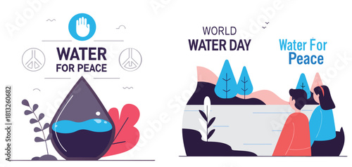 World Water Day: A visual depiction of World Water Day, centered around the theme Water for Peace, with emphasis on the crucial role of water in fostering harmony and understanding among people.