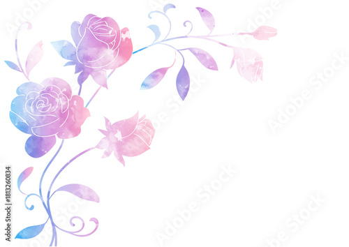 おしゃれなバラのフレーム　手描き