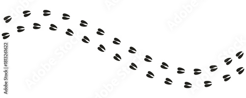 Set of minimalist animal hoof print icons with transparent background, depicting wildlife tracks, forest paths, and wilderness trails, vector illustration