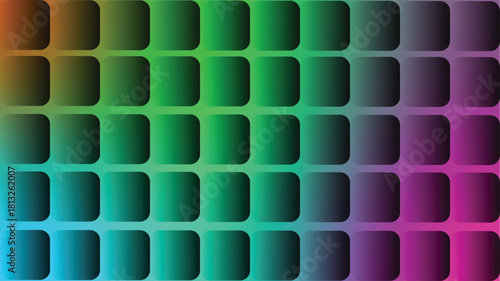 Abstract colorful grid gradient background with rounded rectangles and soft lighting