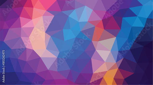 Abstract Colorful Purple Blue and Orange Low-Poly Geometric Background