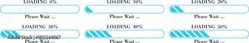 Loading Bar Please Wait Progress Icon set. loading bar progress Download progress status. Vector illustration.Collection loading status bar in different design. Web design elements for app.