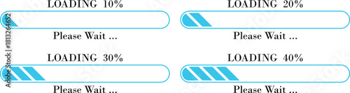 Loading Bar Please Wait Progress Icon set. loading bar progress Download progress status. Vector illustration.Collection loading status bar in different design. Web design elements for app.