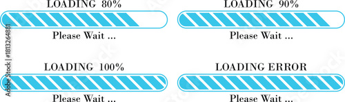 Loading Bar Please Wait Progress Icon set. loading bar progress Download progress status. Vector illustration.Collection loading status bar in different design. Web design elements for app.