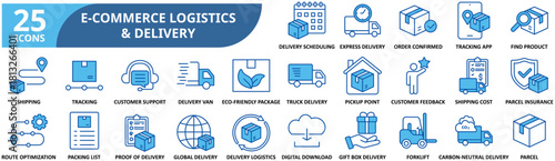 Shipping, Tracking and Delivery Vector Icons. 