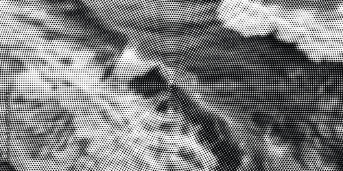 Grunge halftone gradient background. Faded grit noise texture. White and black sand wallpaper. Retro pixelated backdrop. Anime or manga style comic overlay. Vector graphic design textured template