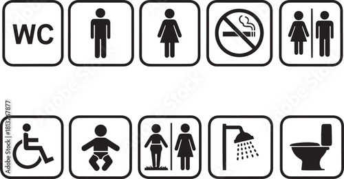 Collection of public facility and accessibility signs