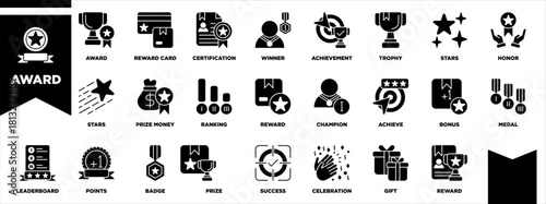 Reward Glyph Black Icon Sheet Illustration