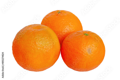 Three tangerines. Citrus fruit orange mandarin isolate.