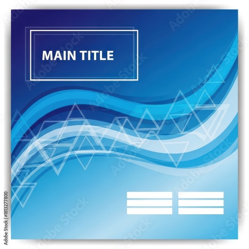 Abstract blue waves with geometric overlay and text space