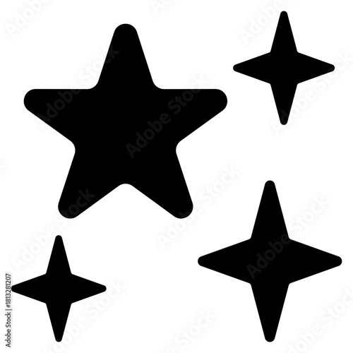 Stars Glyph Black Icon Illustration