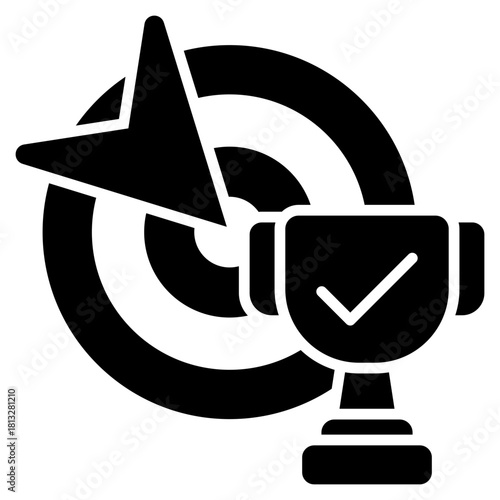 Achievement Glyph Black Icon Illustration