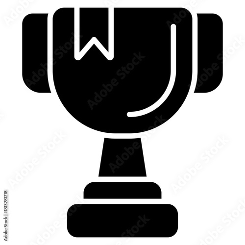 Trophy Glyph Black Icon Illustration