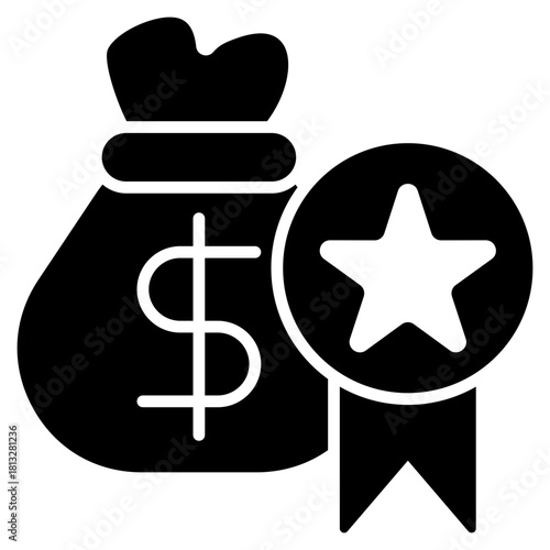 Prize Money Glyph Black Icon Illustration