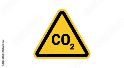 Warning CO2 Sign Carbon Dioxide Hazard Symbol, Triangular Alert for Dangerous Gas