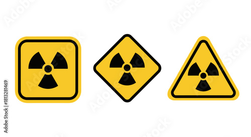Radiation Sign Set Square, Diamond, and Triangle Icons