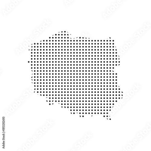 Poland Halftone Map Vector – Dotted European Country Silhouette, Minimal Black Dot Pattern Outline, Modern Geographic Abstract Design for Posters, Prints, and Infographics