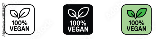 100 percent vegan icon vector. commitment to plant based food and ethical products symbol. vector illustration.