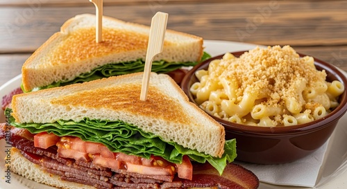 Delicious Classic BLT Sandwich with Creamy Macaroni and Cheese Side