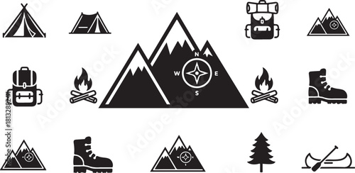 Adventure Travel Icon Set – Camping, Hiking, Exploration Symbols

Outdoor Exploration Line Icons – Mountains, Ships, Maps & More

Travel and Adventure Outline Icons Pack for Outdoor Activities