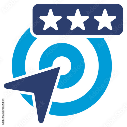 Achieve Glyph Blue Icon Illustration