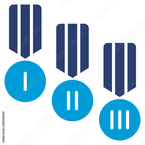 Medal Glyph Blue Icon Illustration