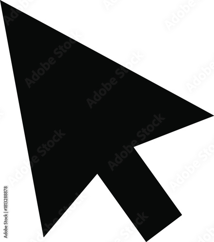 Black computer mouse cursor arrow pointing right on white background pointer