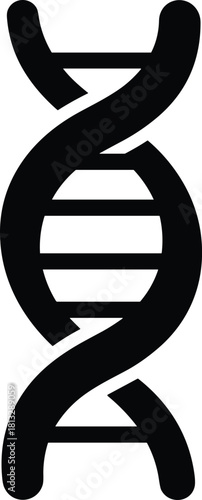 Black D N A double helix icon on white background genetic code biology