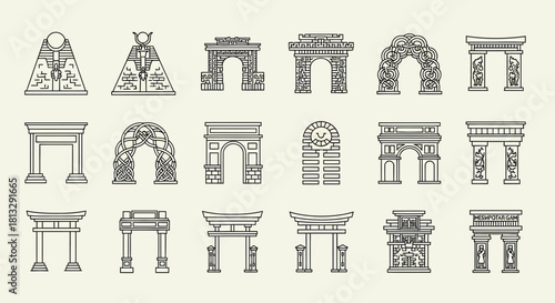 Quadro su tela Discover a world of architectural wonders with this collection of iconic arches