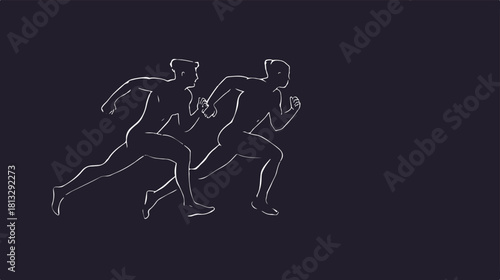 Silhouette of a man running with a horse vector illustration