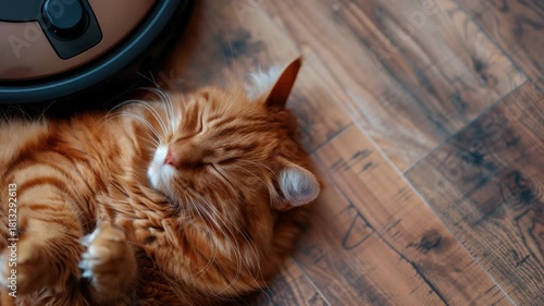 Orange Cat with Vacuum